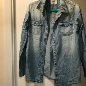 Button up chambray top, large